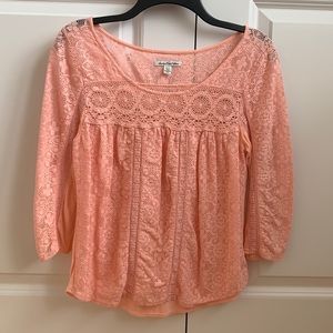 American Eagle coral lacy top